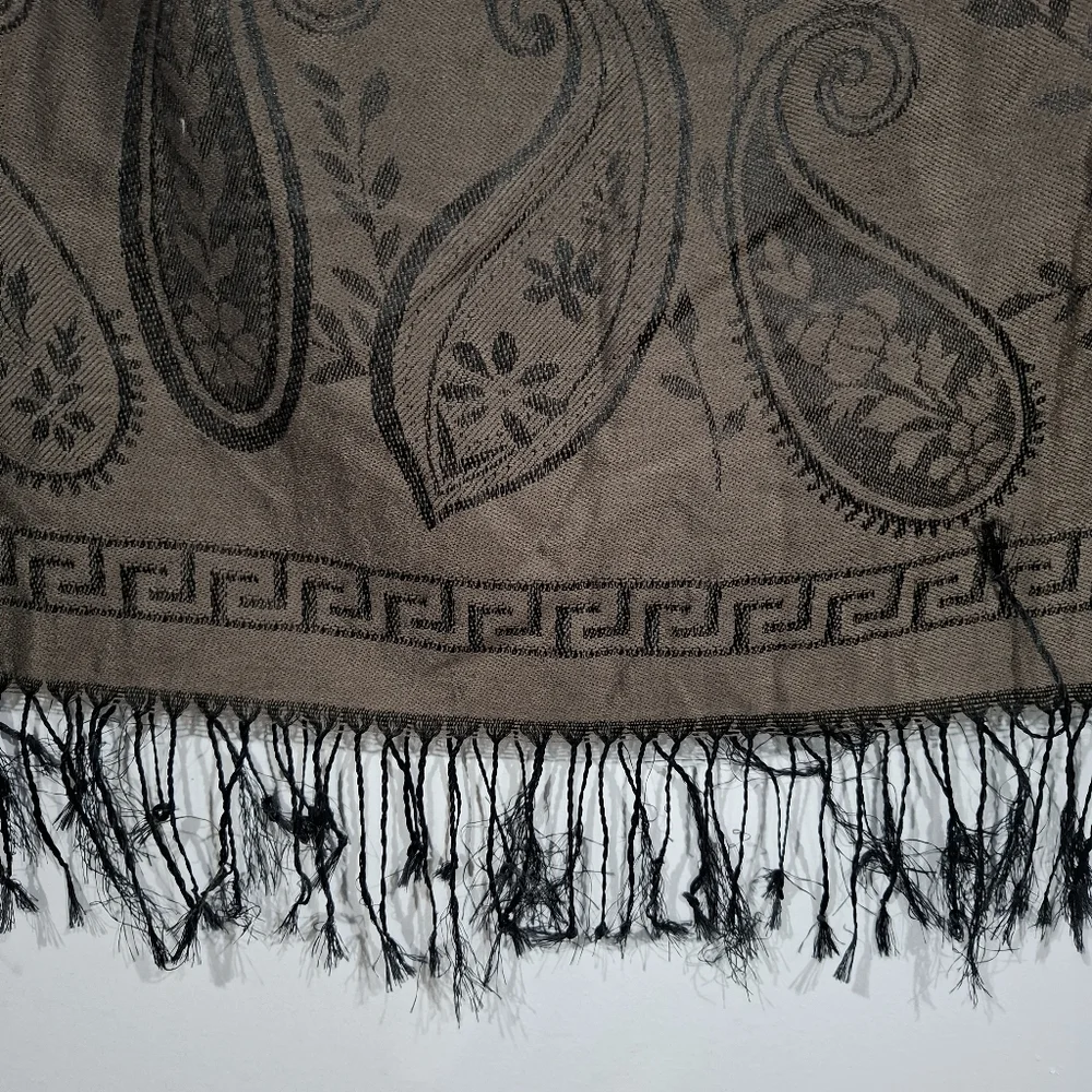 Jerusalem Brown Tasseled 100% Cashmere Women’s Scarf Paisley Pashmina
